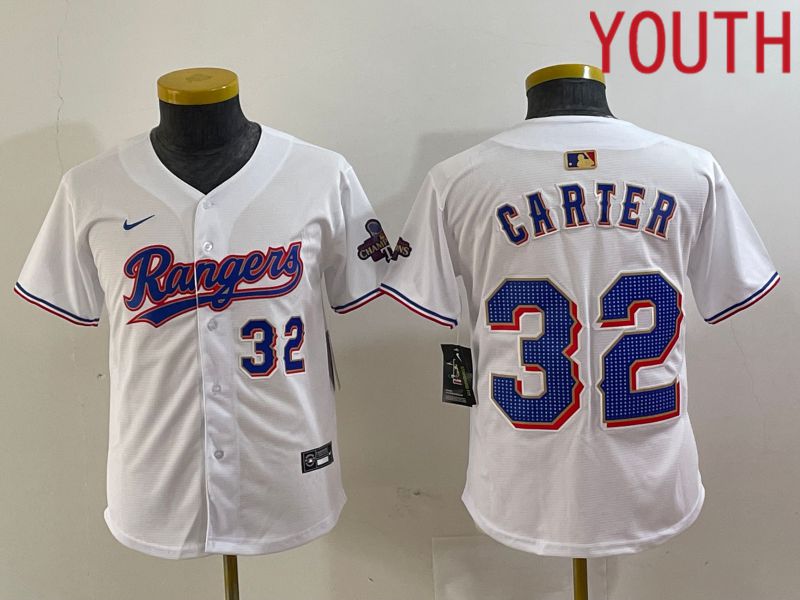 Youth Texas Rangers 32 Carter White Champion Game Nike 2024 MLB Jersey style 4